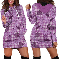 Purple Palaka Hawaii Cowboy Hoodie Dress Puakenikeni Lei Paniolo Papale Seamless Vibes - Polynesian Pride