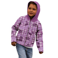 Purple Palaka Hawaii Cowboy Kid Hoodie Puakenikeni Lei Paniolo Papale Seamless Vibes - Polynesian Pride