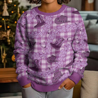 Purple Palaka Hawaii Cowboy Kid Ugly Christmas Sweater Puakenikeni Lei Paniolo Papale Seamless Vibes - Polynesian Pride