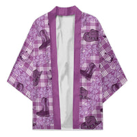 Purple Palaka Hawaii Cowboy Kimono Puakenikeni Lei Paniolo Papale Seamless Vibes LT14 Unisex Purple - Polynesian Pride