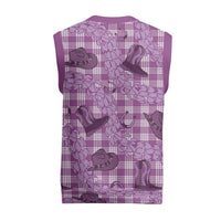 Purple Palaka Hawaii Cowboy Christmas Knitted V-Neck Vest Puakenikeni Lei Paniolo Papale Seamless Vibes - Polynesian Pride