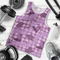 Purple Palaka Hawaii Cowboy Men Tank Top Puakenikeni Lei Paniolo Papale Seamless Vibes - Polynesian Pride