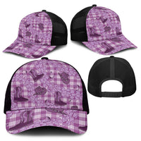 Purple Palaka Hawaii Cowboy Mesh Trucker Cap Puakenikeni Lei Paniolo Papale Seamless Vibes LT14 - Polynesian Pride