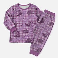 Purple Palaka Hawaii Cowboy Christmas Pajama Set Puakenikeni Lei Paniolo Papale Seamless Vibes LT14 Men Purple - Polynesian Pride