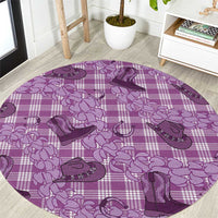 Purple Palaka Hawaii Cowboy Round Carpet Puakenikeni Lei Paniolo Papale Seamless Vibes LT14 Purple - Polynesian Pride