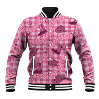 Pink Palaka Hawaii Cowboy Baseball Jacket Puakenikeni Lei Paniolo Papale Seamless Vibes LT14 Unisex Pink - Polynesian Pride