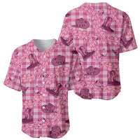 Pink Palaka Hawaii Cowboy Baseball Jersey Puakenikeni Lei Paniolo Papale Seamless Vibes - Polynesian Pride