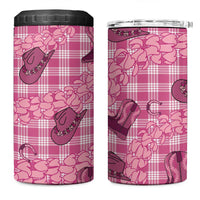Pink Palaka Hawaii Cowboy 4 in 1 Can Cooler Tumbler Puakenikeni Lei Paniolo Papale Seamless Vibes - Polynesian Pride