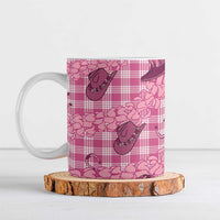 Pink Palaka Hawaii Cowboy Ceramic Mug Puakenikeni Lei Paniolo Papale Seamless Vibes - Polynesian Pride