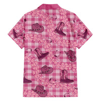 Pink Palaka Hawaii Cowboy Family Matching Long Sleeve Bodycon Dress and Hawaiian Shirt Puakenikeni Lei Paniolo Papale Seamless Vibes - Polynesian Pride