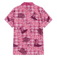 Pink Palaka Hawaii Cowboy Family Matching Off The Shoulder Long Sleeve Dress and Hawaiian Shirt Puakenikeni Lei Paniolo Papale Seamless Vibes - Polynesian Pride