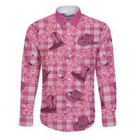 Pink Palaka Hawaii Cowboy Family Matching Short Sleeve Bodycon Dress and Hawaiian Shirt Puakenikeni Lei Paniolo Papale Seamless Vibes - Polynesian Pride