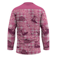 Pink Palaka Hawaii Cowboy Hockey Jersey Puakenikeni Lei Paniolo Papale Seamless Vibes - Polynesian Pride