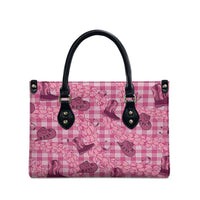 Pink Palaka Hawaii Cowboy Leather Bag Puakenikeni Lei Paniolo Papale Seamless Vibes - Polynesian Pride