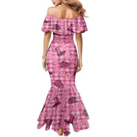 Pink Palaka Hawaii Cowboy Mermaid Dress Puakenikeni Lei Paniolo Papale Seamless Vibes - Polynesian Pride