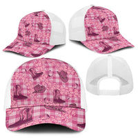 Pink Palaka Hawaii Cowboy Mesh Trucker Cap Puakenikeni Lei Paniolo Papale Seamless Vibes LT14 - Polynesian Pride