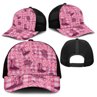 Pink Palaka Hawaii Cowboy Mesh Trucker Cap Puakenikeni Lei Paniolo Papale Seamless Vibes LT14 - Polynesian Pride