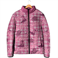 Pink Palaka Hawaii Cowboy Padded Jacket Puakenikeni Lei Paniolo Papale Seamless Vibes LT14 - Polynesian Pride