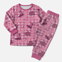 Pink Palaka Hawaii Cowboy Christmas Pajama Set Puakenikeni Lei Paniolo Papale Seamless Vibes LT14 Men Pink - Polynesian Pride