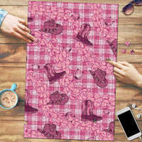 Pink Palaka Hawaii Cowboy Puzzle Puakenikeni Lei Paniolo Papale Seamless Vibes LT14 Pink - Polynesian Pride