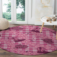 Pink Palaka Hawaii Cowboy Round Carpet Puakenikeni Lei Paniolo Papale Seamless Vibes LT14 - Polynesian Pride