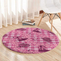 Pink Palaka Hawaii Cowboy Round Carpet Puakenikeni Lei Paniolo Papale Seamless Vibes LT14 - Polynesian Pride