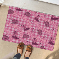 Pink Palaka Hawaii Cowboy Rubber Doormat Puakenikeni Lei Paniolo Papale Seamless Vibes LT14 - Polynesian Pride