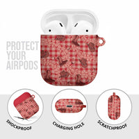 Red Palaka Hawaii Cowboy AirPods Case Puakenikeni Lei Paniolo Papale Seamless Vibes - Polynesian Pride