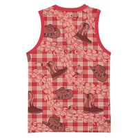 Red Palaka Hawaii Cowboy Basketball Jersey Puakenikeni Lei Paniolo Papale Seamless Vibes LT14 - Polynesian Pride