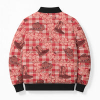 Red Palaka Hawaii Cowboy Bomber Puffer Jacket Puakenikeni Lei Paniolo Papale Seamless Vibes - Polynesian Pride