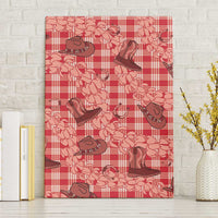 Red Palaka Hawaii Cowboy Canvas Wall Art Puakenikeni Lei Paniolo Papale Seamless Vibes - Polynesian Pride