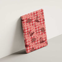 Red Palaka Hawaii Cowboy Canvas Wall Art Puakenikeni Lei Paniolo Papale Seamless Vibes - Polynesian Pride