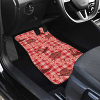 Red Palaka Hawaii Cowboy Car Mats Puakenikeni Lei Paniolo Papale Seamless Vibes - Polynesian Pride