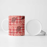 Red Palaka Hawaii Cowboy Ceramic Mug Puakenikeni Lei Paniolo Papale Seamless Vibes - Polynesian Pride