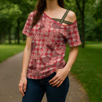 Red Palaka Hawaii Cowboy Cross Shoulder Shirt Puakenikeni Lei Paniolo Papale Seamless Vibes LT14 - Polynesian Pride