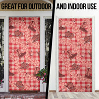Red Palaka Hawaii Cowboy Door Cover Puakenikeni Lei Paniolo Papale Seamless Vibes - Polynesian Pride