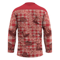 Red Palaka Hawaii Cowboy Hockey Jersey Puakenikeni Lei Paniolo Papale Seamless Vibes LT14 - Polynesian Pride