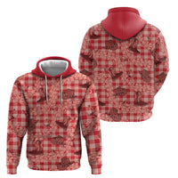 Red Palaka Hawaii Cowboy Hoodie Puakenikeni Lei Paniolo Papale Seamless Vibes - Polynesian Pride