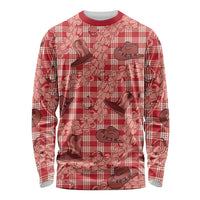 Red Palaka Hawaii Cowboy Long Sleeve Shirt Puakenikeni Lei Paniolo Papale Seamless Vibes LT14 Unisex Red - Polynesian Pride