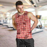 Red Palaka Hawaii Cowboy Men Tank Top Puakenikeni Lei Paniolo Papale Seamless Vibes - Polynesian Pride