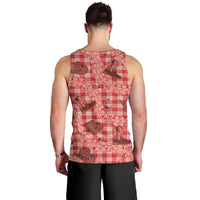 Red Palaka Hawaii Cowboy Men Tank Top Puakenikeni Lei Paniolo Papale Seamless Vibes - Polynesian Pride