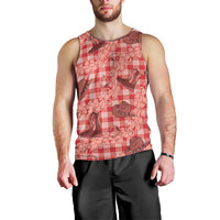 Red Palaka Hawaii Cowboy Men Tank Top Puakenikeni Lei Paniolo Papale Seamless Vibes - Polynesian Pride
