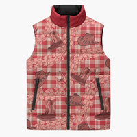 Red Palaka Hawaii Cowboy Sleeveless Puffer Jacket Puakenikeni Lei Paniolo Papale Seamless Vibes LT14 Unisex Red - Polynesian Pride