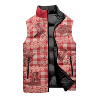 Red Palaka Hawaii Cowboy Sleeveless Puffer Jacket Puakenikeni Lei Paniolo Papale Seamless Vibes LT14 - Polynesian Pride