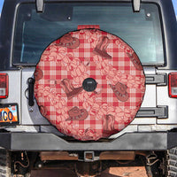 Red Palaka Hawaii Cowboy Spare Tire Cover Puakenikeni Lei Paniolo Papale Seamless Vibes - Polynesian Pride