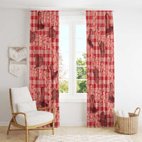 Red Palaka Hawaii Cowboy Window Curtain Puakenikeni Lei Paniolo Papale Seamless Vibes - Polynesian Pride