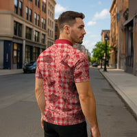 Red Palaka Hawaii Cowboy Zipper Polo Shirt Puakenikeni Lei Paniolo Papale Seamless Vibes - Polynesian Pride