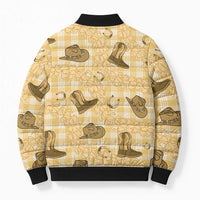 Yellow Palaka Hawaii Cowboy Bomber Puffer Jacket Puakenikeni Lei Paniolo Papale Seamless Vibes LT14 - Polynesian Pride