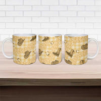 Yellow Palaka Hawaii Cowboy Ceramic Mug Puakenikeni Lei Paniolo Papale Seamless Vibes - Polynesian Pride
