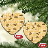 Yellow Palaka Hawaii Cowboy Ceramic Ornament Puakenikeni Lei Paniolo Papale Seamless Vibes - Polynesian Pride